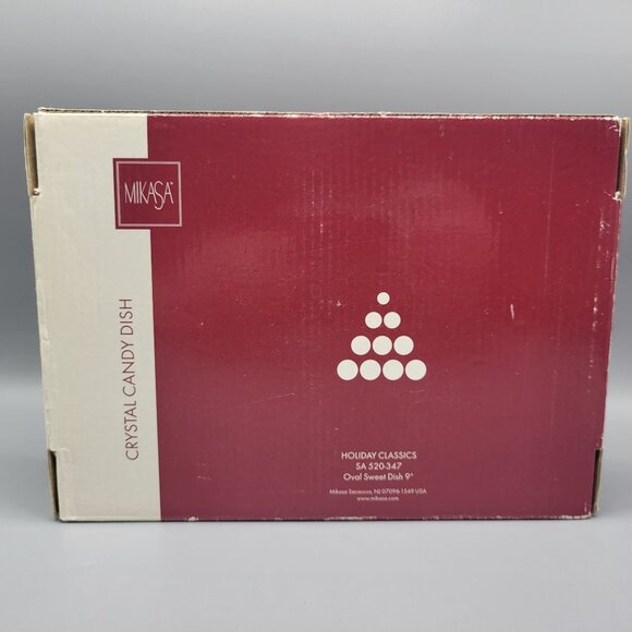 Mikasa Holiday Classics Crystal Candy Dish Oval 9" Stars Angels Christmas Decor - Picture 3 of 11